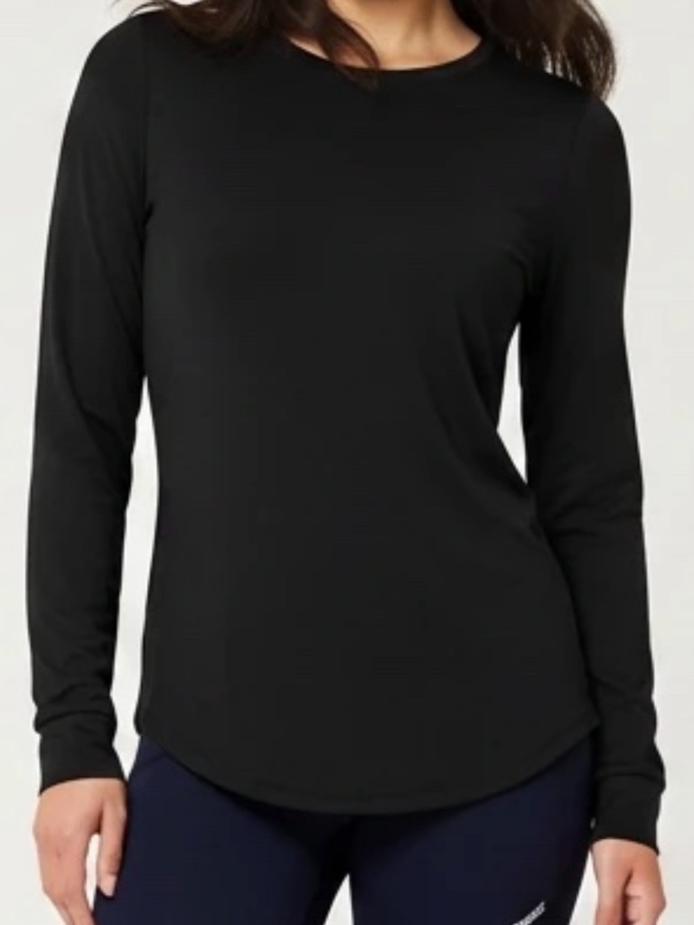Black Athletic Lightweight Long Sleeve Top with Thumbholes